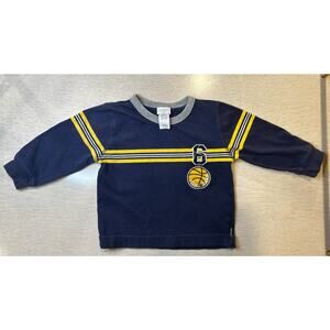 Blue Cotton Long-Sleeve T-shirt with yellow stripe - Carter's - 2T